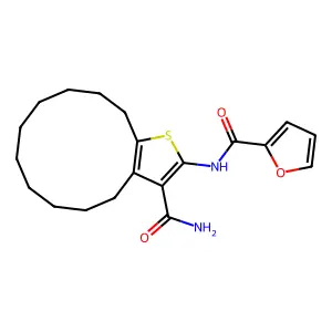 N-(3-carbamoyl-4,5,6,7,8,9,10,11,12,13-decahydrocyclododeca[b]thiophen-2-yl)furan-2-carboxamide structure