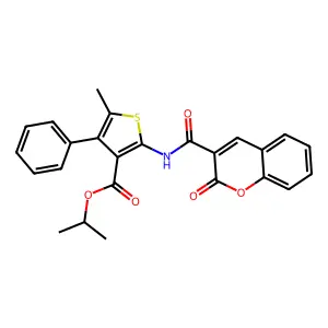 isopropyl 5-methyl-2-{[(2-oxo-2H-chromen-3-yl)carbonyl]amino}-4-phenyl-3-thiophenecarboxylate structure