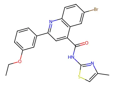 6-bromo-2-(3-ethoxyphenyl)-N-(4-methyl-1,3-thiazol-2-yl)quinoline-4-carboxamide structure
