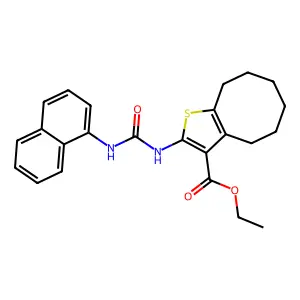 ethyl 2-{[(1-naphthylamino)carbonyl]amino}-4,5,6,7,8,9-hexahydrocycloocta[b]thiophene-3-carboxylate structure