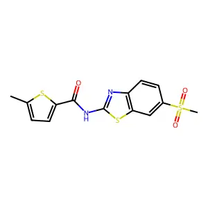 N-(6-methanesulfonyl-1,3-benzothiazol-2-yl)-5-methylthiophene-2-carboxamide structure