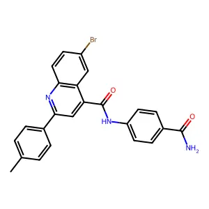 6-bromo-N-(4-carbamoylphenyl)-2-(4-methylphenyl)quinoline-4-carboxamide structure
