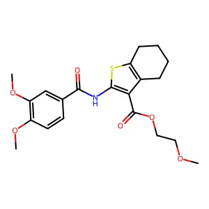 2-methoxyethyl 2-[(3,4-dimethoxybenzoyl)amino]-4,5,6,7-tetrahydro-1-benzothiophene-3-carboxylate structure
