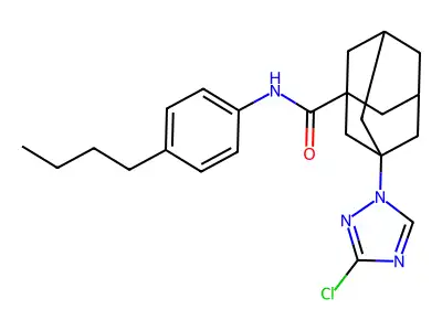 N-(4-butylphenyl)-3-(3-chloro-1,2,4-triazol-1-yl)adamantane-1-carboxamide structure