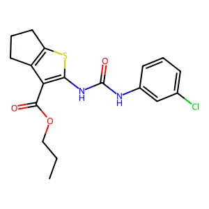 propyl 2-{[(3-chloroanilino)carbonyl]amino}-5,6-dihydro-4H-cyclopenta[b]thiophene-3-carboxylate structure
