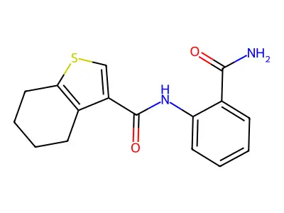 N-(2-carbamoylphenyl)-4,5,6,7-tetrahydro-1-benzothiophene-3-carboxamide structure