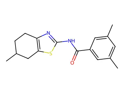 3,5-dimethyl-N-(6-methyl-4,5,6,7-tetrahydro-1,3-benzothiazol-2-yl)benzamide structure