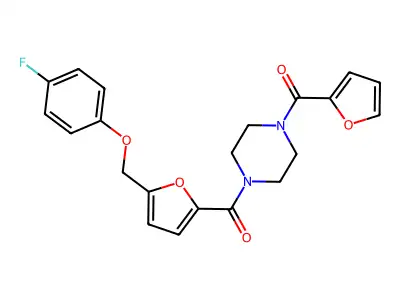 1-{5-[(4-Fluorophenoxy)methyl]-2-furoyl}-4-(2-furoyl)piperazine structure