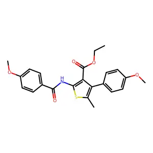 ETHYL 2-(4-METHOXYBENZAMIDO)-4-(4-METHOXYPHENYL)-5-METHYLTHIOPHENE-3-CARBOXYLATE structure