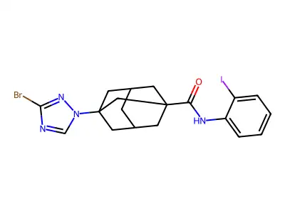 3-(3-bromo-1,2,4-triazol-1-yl)-N-(2-iodophenyl)adamantane-1-carboxamide structure