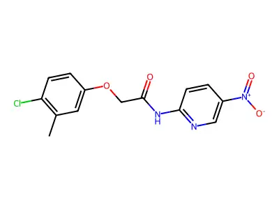 2-(4-chloro-3-methylphenoxy)-N-(5-nitropyridin-2-yl)acetamide structure
