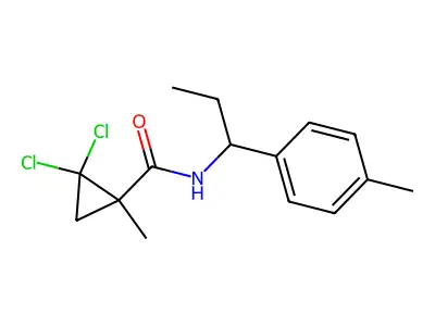 2,2-dichloro-1-methyl-N-[1-(4-methylphenyl)propyl]cyclopropanecarboxamide structure