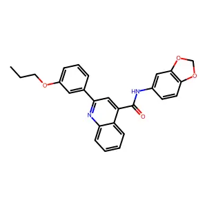 N-(1,3-benzodioxol-5-yl)-2-(3-propoxyphenyl)quinoline-4-carboxamide structure