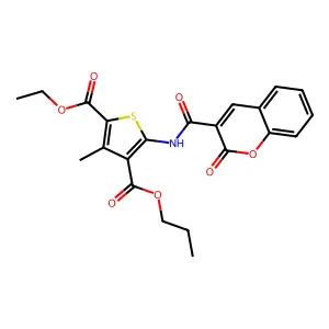 2-O-ethyl 4-O-propyl 3-methyl-5-[(2-oxochromene-3-carbonyl)amino]thiophene-2,4-dicarboxylate structure