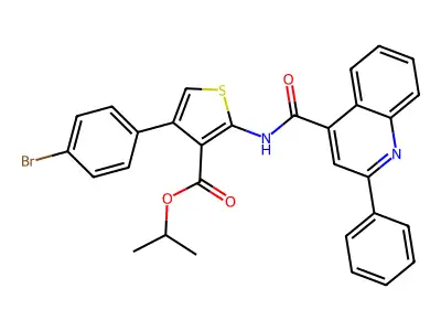 Propan-2-yl 4-(4-bromophenyl)-2-[(2-phenylquinoline-4-carbonyl)amino]thiophene-3-carboxylate structure