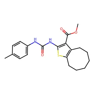 methyl 2-[(4-toluidinocarbonyl)amino]-4,5,6,7,8,9-hexahydrocycloocta[b]thiophene-3-carboxylate structure