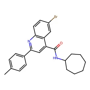 6-bromo-N-cycloheptyl-2-(4-methylphenyl)-4-quinolinecarboxamide structure