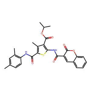 propan-2-yl 5-[(2,4-dimethylphenyl)carbamoyl]-4-methyl-2-[(2-oxochromene-3-carbonyl)amino]thiophene-3-carboxylate structure