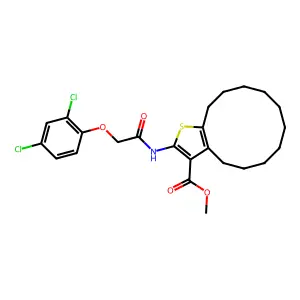 methyl 2-[[2-(2,4-dichlorophenoxy)acetyl]amino]-4,5,6,7,8,9,10,11,12,13-decahydrocyclododeca[b]thiophene-3-carboxylate structure