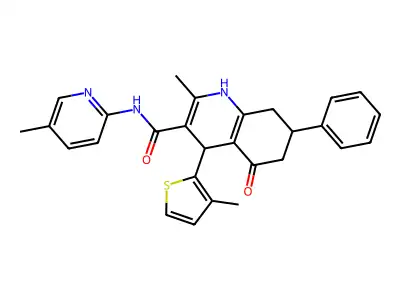 2-methyl-N-(5-methyl-2-pyridinyl)-4-(3-methyl-2-thienyl)-5-oxo-7-phenyl-1,4,5,6,7,8-hexahydro-3-quinolinecarboxamide structure
