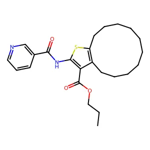 propyl 2-(pyridine-3-carbonylamino)-4,5,6,7,8,9,10,11,12,13-decahydrocyclododeca[b]thiophene-3-carboxylate structure