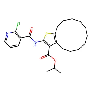 isopropyl 2-{[(2-chloro-3-pyridinyl)carbonyl]amino}-4,5,6,7,8,9,10,11,12,13-decahydrocyclododeca[b]thiophene-3-carboxylate structure