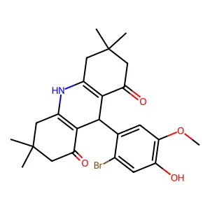 9-(2-bromo-4-hydroxy-5-methoxyphenyl)-3,3,6,6-tetramethyl-2,4,5,7,9,10-hexahydroacridine-1,8-dione structure