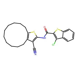3-chloro-N-(3-cyano-4,5,6,7,8,9,10,11,12,13-decahydrocyclododeca[b]thiophen-2-yl)-1-benzothiophene-2-carboxamide structure