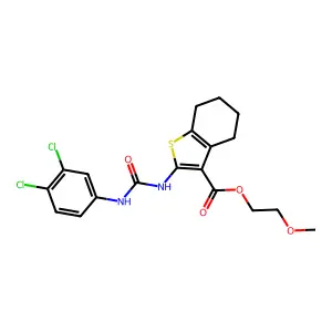 2-methoxyethyl 2-[(3,4-dichlorophenyl)carbamoylamino]-4,5,6,7-tetrahydro-1-benzothiophene-3-carboxylate structure