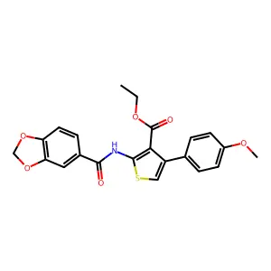 ethyl 2-(1,3-benzodioxole-5-carbonylamino)-4-(4-methoxyphenyl)thiophene-3-carboxylate structure