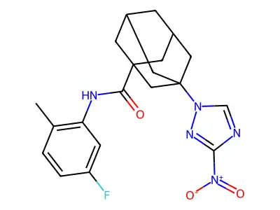 N-(5-fluoro-2-methylphenyl)-3-(3-nitro-1,2,4-triazol-1-yl)adamantane-1-carboxamide structure