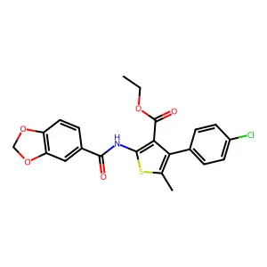 ethyl 2-(1,3-benzodioxole-5-carbonylamino)-4-(4-chlorophenyl)-5-methylthiophene-3-carboxylate structure
