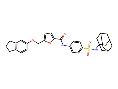N-[4-(1-adamantylsulfamoyl)phenyl]-5-(2,3-dihydro-1H-inden-5-yloxymethyl)furan-2-carboxamide structure