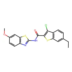 3-chloro-6-ethyl-N-(6-methoxy-1,3-benzothiazol-2-yl)-1-benzothiophene-2-carboxamide structure
