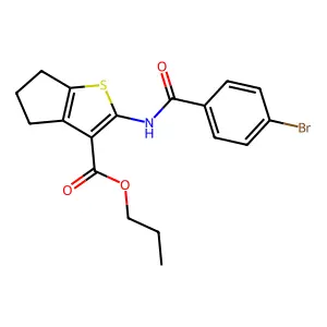 propyl 2-[(4-bromobenzoyl)amino]-5,6-dihydro-4H-cyclopenta[b]thiophene-3-carboxylate structure
