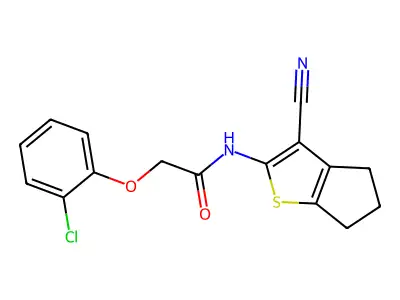 2-(2-chlorophenoxy)-N-(3-cyano-5,6-dihydro-4H-cyclopenta[b]thiophen-2-yl)acetamide structure