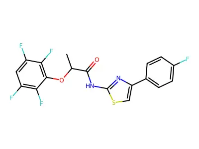 N-[4-(4-fluorophenyl)-1,3-thiazol-2-yl]-2-(2,3,5,6-tetrafluorophenoxy)propanamide structure