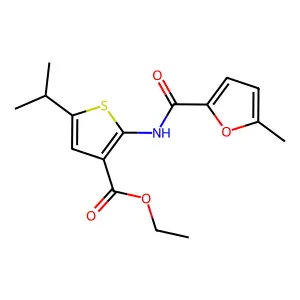 Ethyl 5-isopropyl-2-[(5-methyl-2-furoyl)amino]thiophene-3-carboxylate structure
