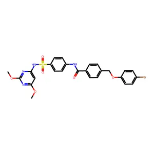 4-[(4-bromophenoxy)methyl]-N-[4-[(2,6-dimethoxypyrimidin-4-yl)sulfamoyl]phenyl]benzamide structure