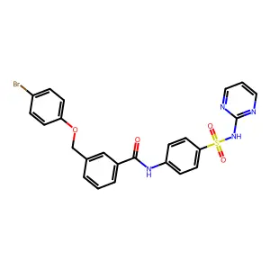3-[(4-bromophenoxy)methyl]-N-[4-(pyrimidin-2-ylsulfamoyl)phenyl]benzamide structure