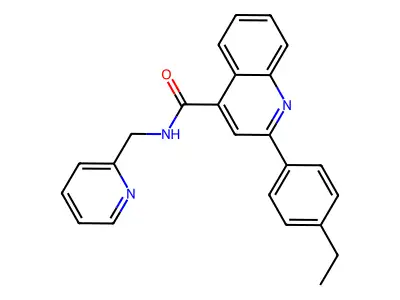 2-(4-ethylphenyl)-N-(pyridin-2-ylmethyl)quinoline-4-carboxamide structure