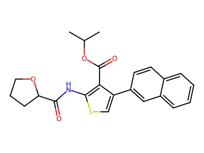 isopropyl 4-(2-naphthyl)-2-[(tetrahydro-2-furanylcarbonyl)amino]-3-thiophenecarboxylate structure