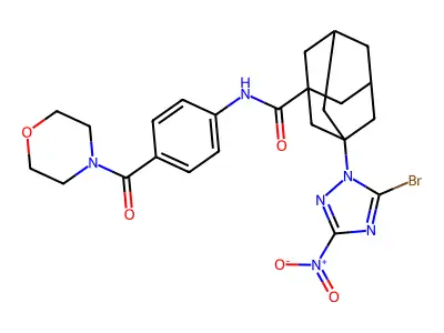 3-(5-bromo-3-nitro-1,2,4-triazol-1-yl)-N-[4-(morpholine-4-carbonyl)phenyl]adamantane-1-carboxamide structure