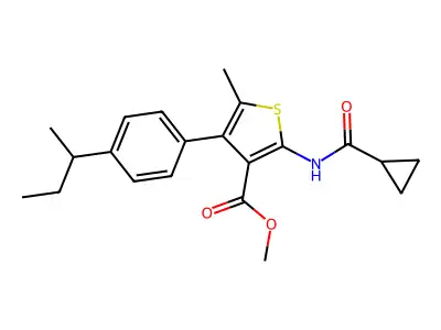 methyl 4-(4-butan-2-ylphenyl)-2-(cyclopropanecarbonylamino)-5-methylthiophene-3-carboxylate structure