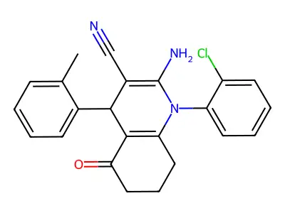 2-amino-1-(2-chlorophenyl)-4-(2-methylphenyl)-5-oxo-1,4,5,6,7,8-hexahydro-3-quinolinecarbonitrile structure