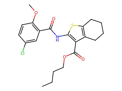 butyl 2-[(5-chloro-2-methoxybenzoyl)amino]-4,5,6,7-tetrahydro-1-benzothiophene-3-carboxylate structure
