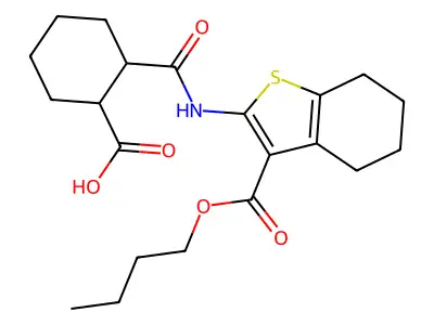 2-[(3-butoxycarbonyl-4,5,6,7-tetrahydro-1-benzothiophen-2-yl)carbamoyl]cyclohexane-1-carboxylic acid structure