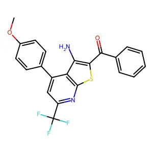 [3-amino-4-(4-methoxyphenyl)-6-(trifluoromethyl)thieno[2,3-b]pyridin-2-yl](phenyl)methanone structure