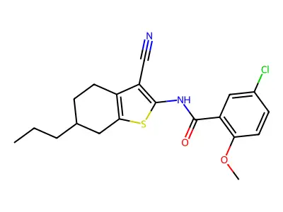 5-chloro-N-(3-cyano-6-propyl-4,5,6,7-tetrahydro-1-benzothiophen-2-yl)-2-methoxybenzamide structure