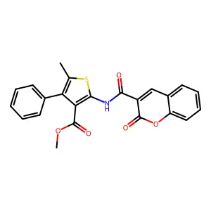 methyl 5-methyl-2-{[(2-oxo-2H-chromen-3-yl)carbonyl]amino}-4-phenylthiophene-3-carboxylate structure